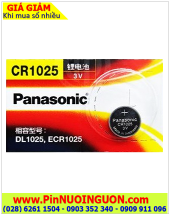 Panasonic CR1025; Pin 3v lithium Panasonic CR1025 chính hãng, Xuất xứ Indonesia 